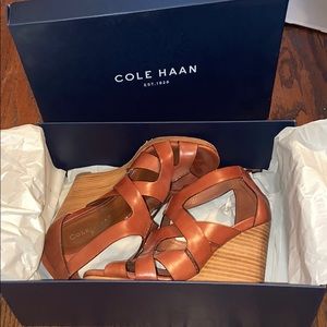 Cole Hann Brown Leather Wedges